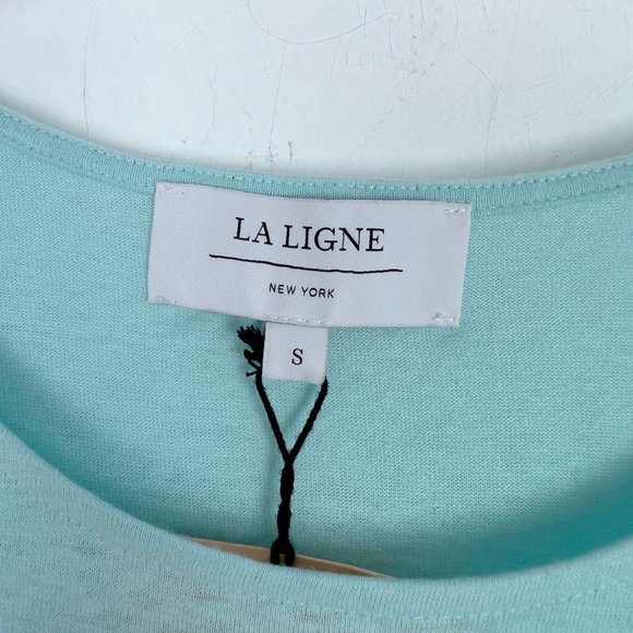 NWT La Ligne New Edie Knit Dress in Pale Blue Ivory Striped Casual Size Small S - Picture 5 of 11